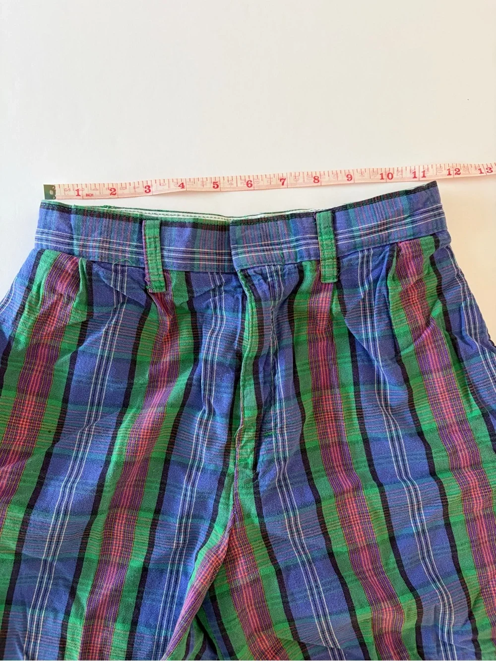 Palmettos Loafers Vintage Vibrant Plaid Shorts Kids Size 12 Classic Preppy